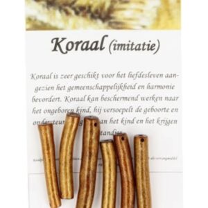 Koraal kralen goud staafje - 6 st. (imitatie)