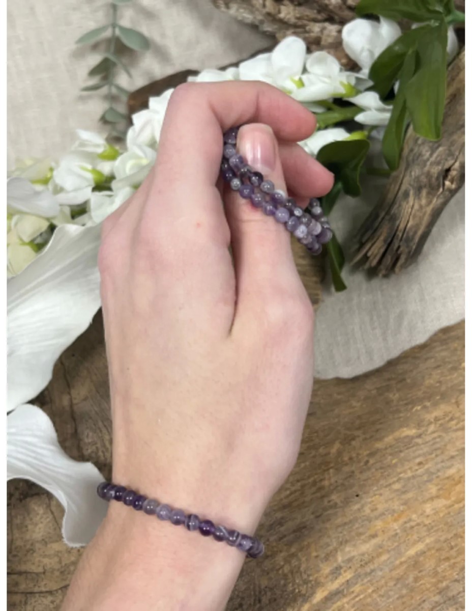 Amethistkralenarmband 4mm - Afbeelding 2