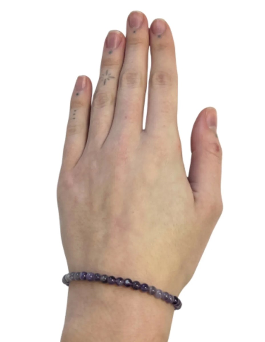 Amethistkralenarmband 4mm - Afbeelding 3