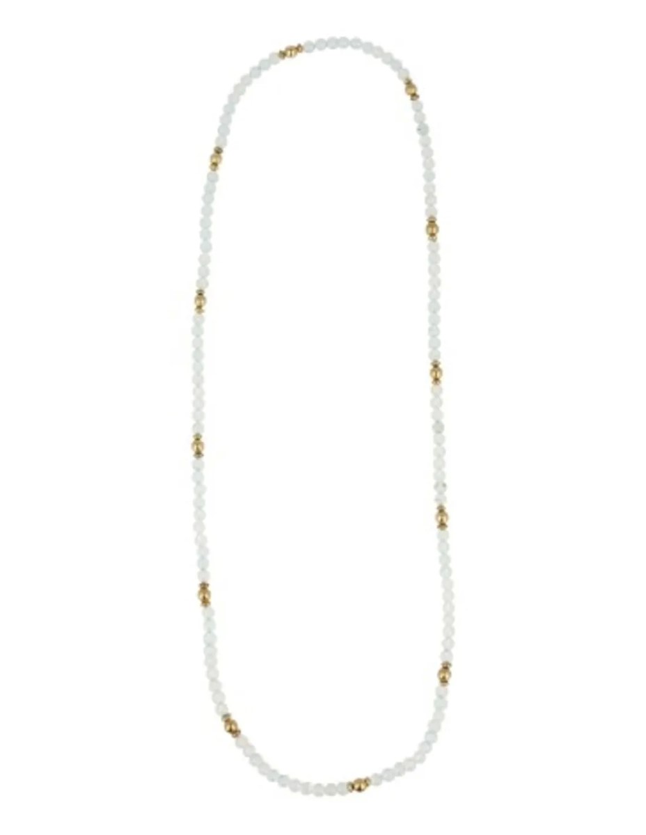 Aquamarijn kralenketting 6mm met goudkleur 80 cm