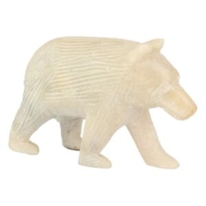 Speksteen beer lopend wit 9 cm