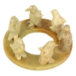 Speksteen Pinguins op ring (8cm)