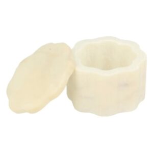 Speksteen doosje wit bloemvorm 5 cm