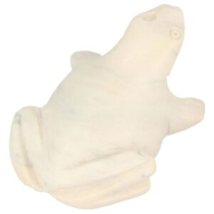 Speksteen kikker 6 cm wit