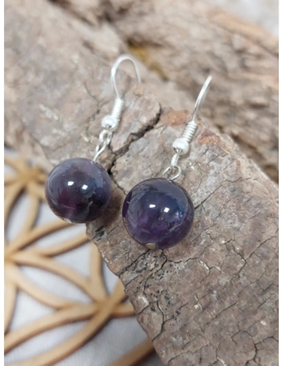 Amethist oorbellen bol 12 mm - Love Gems - Afbeelding 2