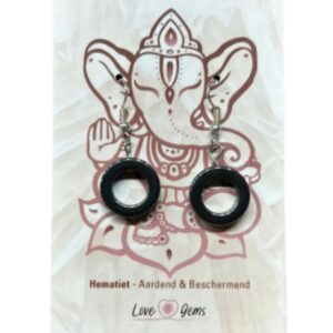 Hematiet oorbellen cirkel - Love Gems