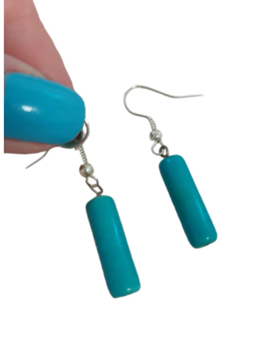 Howliet blauw oorbellen staaf (bijgekleurd) - Love Gems - Afbeelding 3