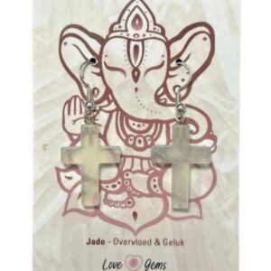 Jade Serpentijn oorbellen kruis - Love Gems