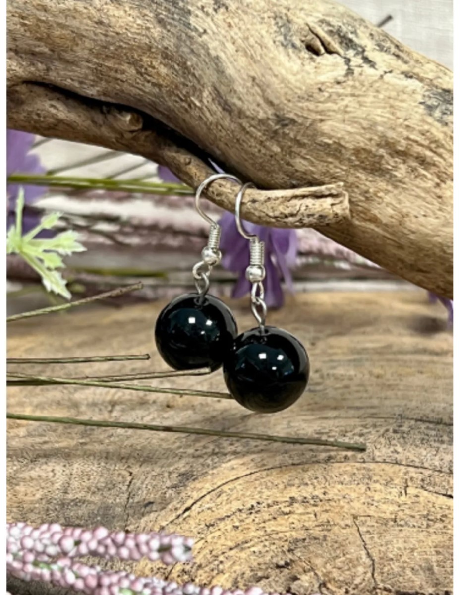 Onyx oorbellen bol 14 mm - Love Gems - Afbeelding 2
