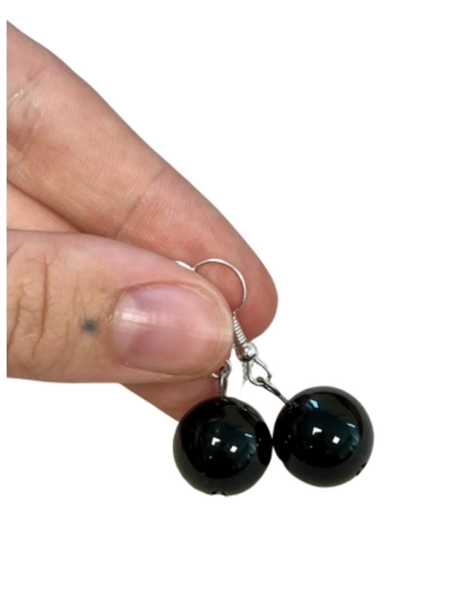 Onyx oorbellen bol 14 mm - Love Gems - Afbeelding 3