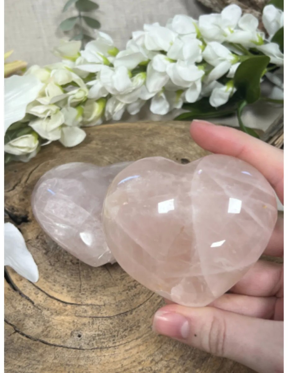 Roze kwarts edelsteen hart 250-300 gram - Afbeelding 2