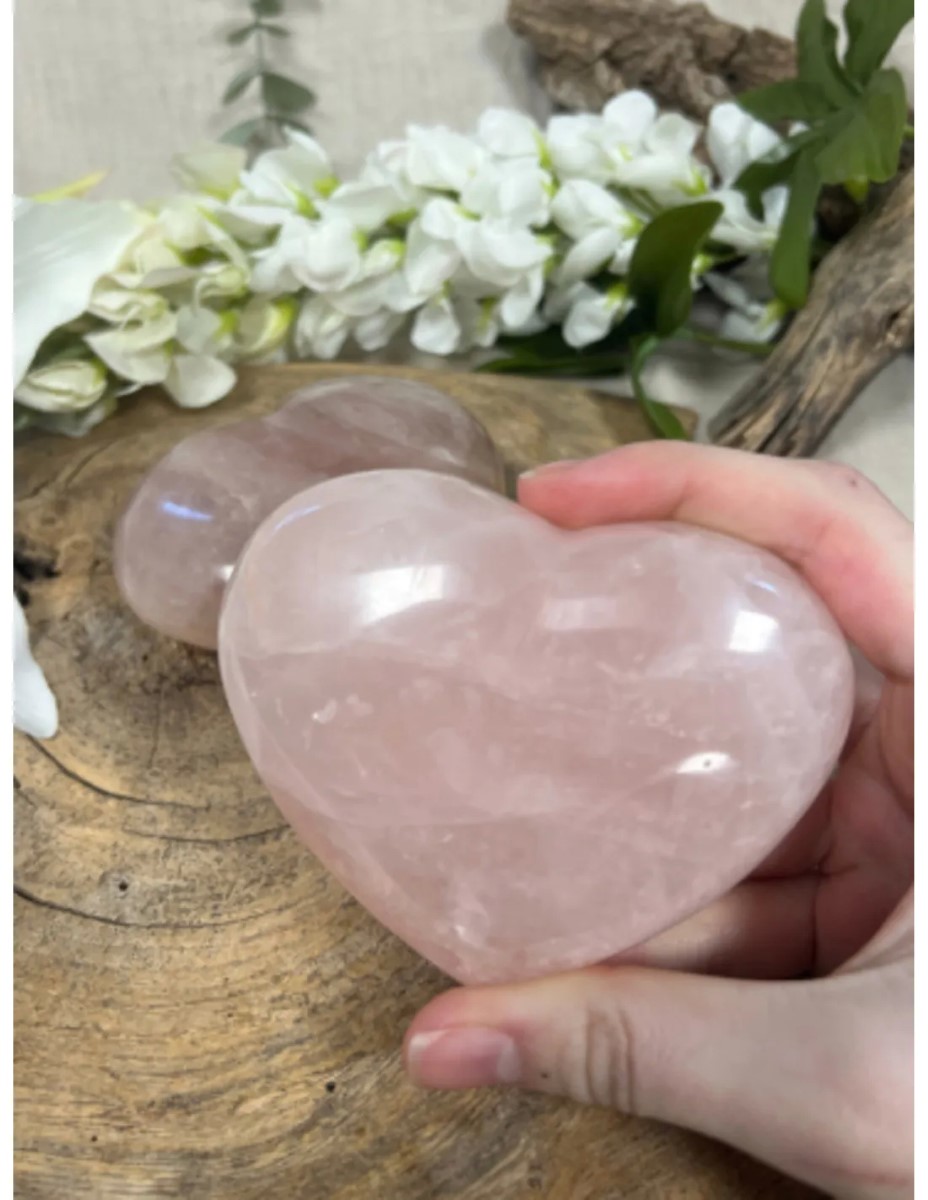 Roze kwarts edelsteen hart 400-550 gram - Afbeelding 2
