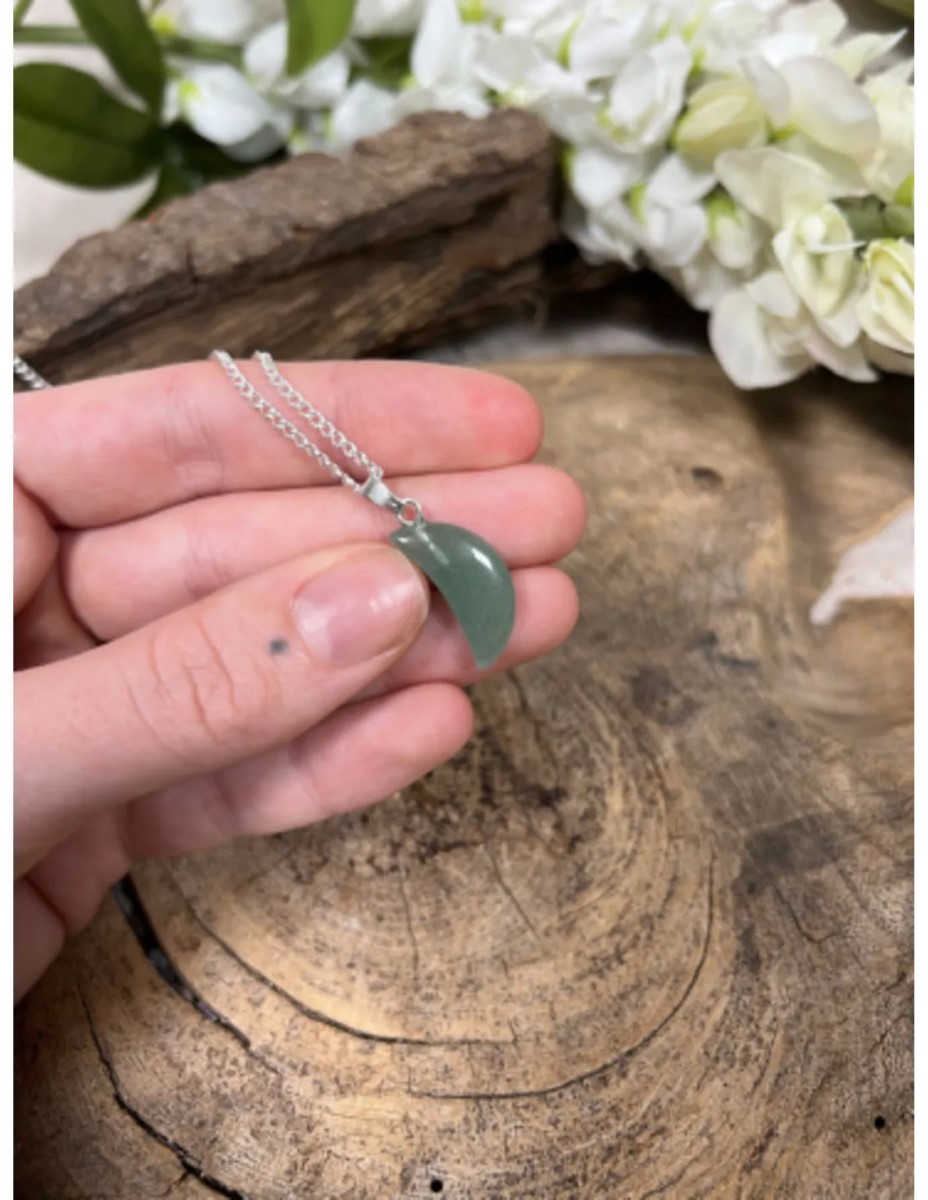 Aventurijn groen edelsteen maanhanger 20 mm - Afbeelding 2