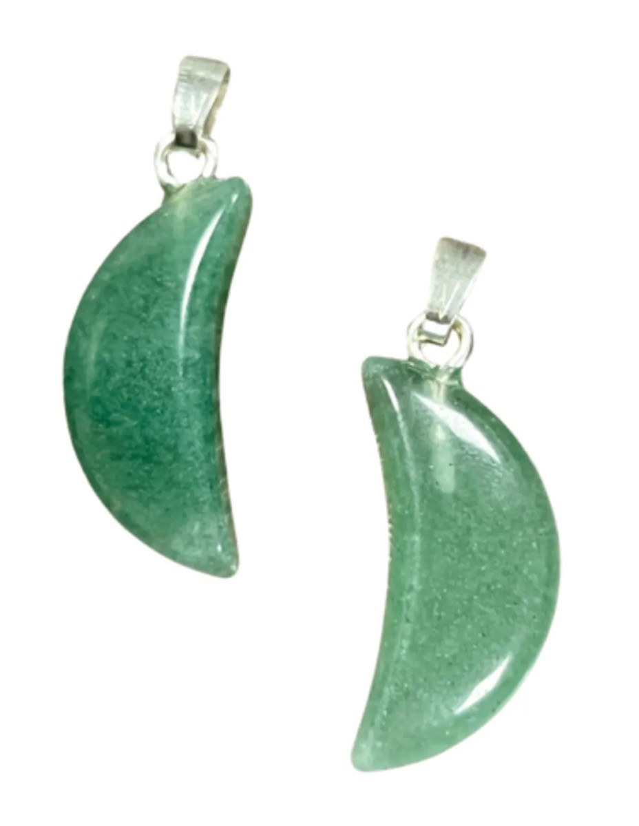 Aventurijn groen edelsteen maanhanger 20 mm - Afbeelding 3