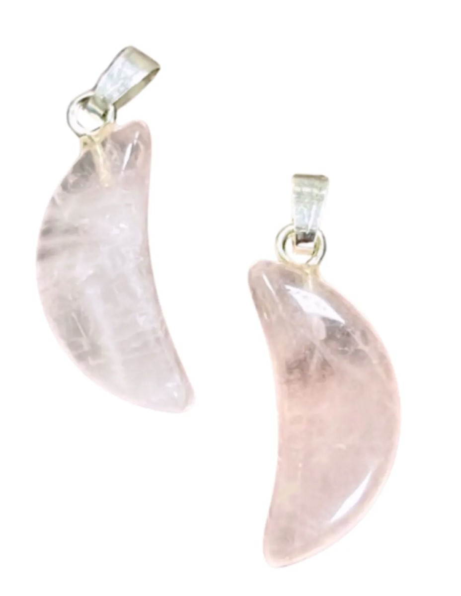 Roze kwarts edelsteen maanhanger 20 mm - Afbeelding 3