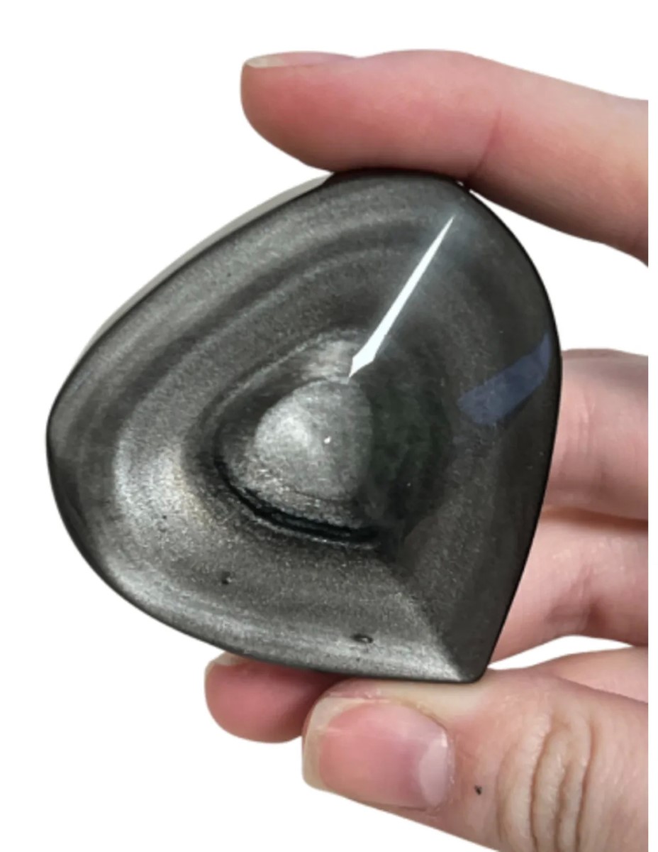 Obsidiaan zilver edelsteen hart ca. 6 cm - Afbeelding 3