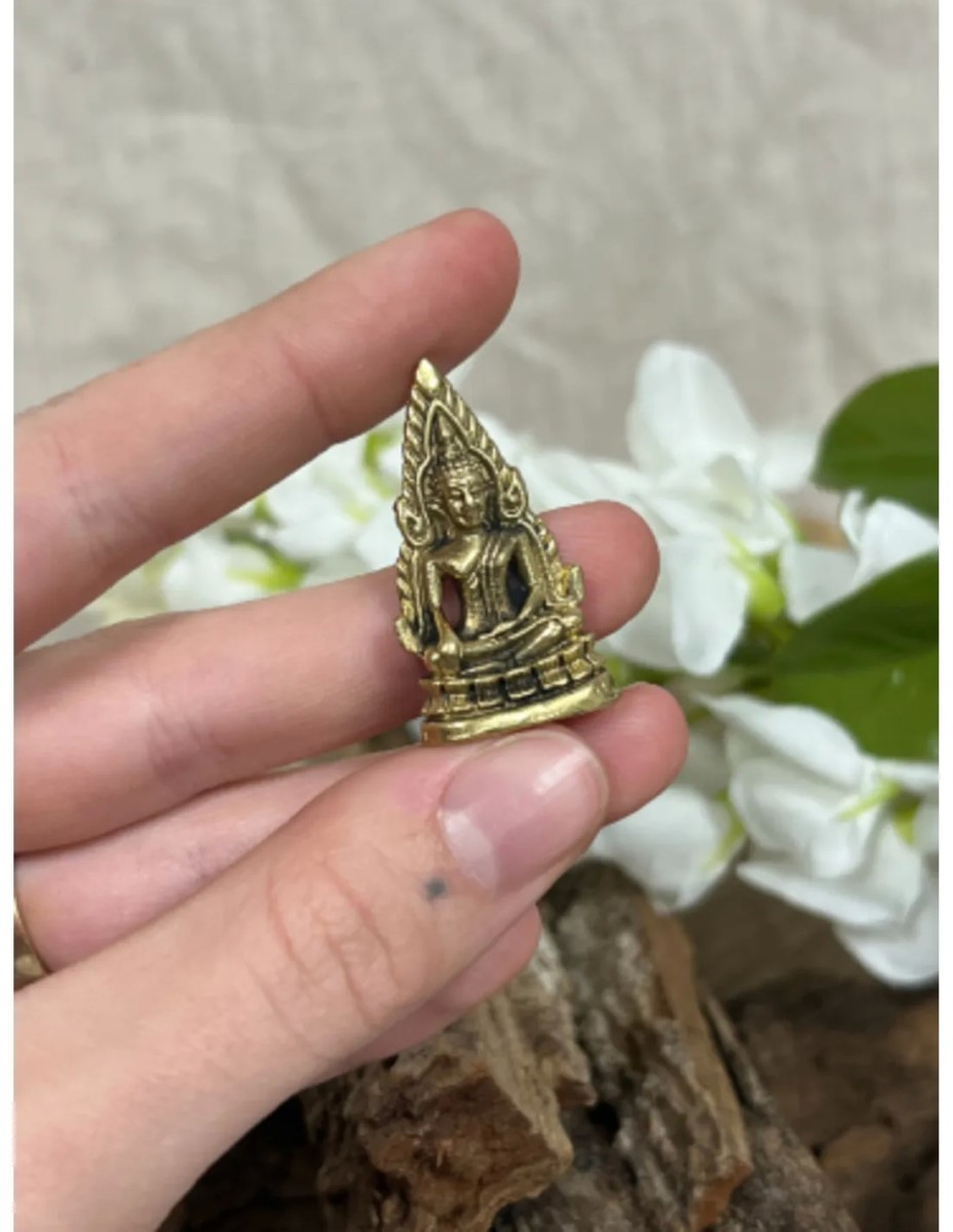 Thaise boeddha op lotus - Bronzen beeldje klein - Afbeelding 2