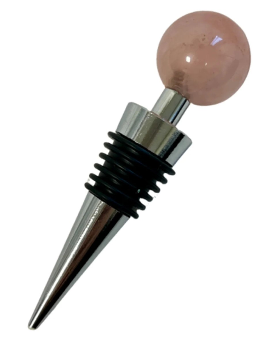 Roze kwarts wijnstopper bol