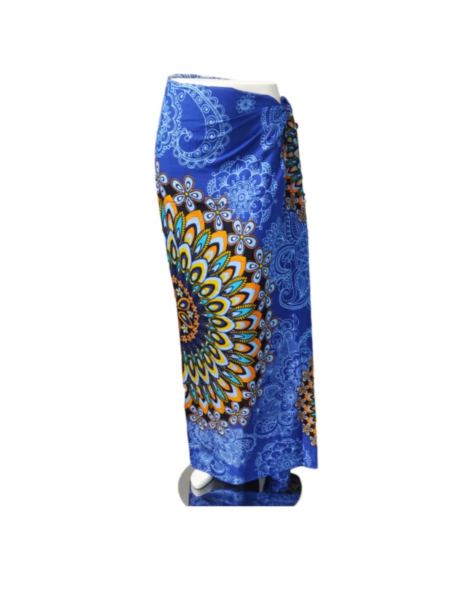 Om Namaste Sarong - 631 - Bloemrijke Mandala - Oranje & Blauw