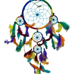 Dromenvanger rainbow veren 16 cm 5 ringen