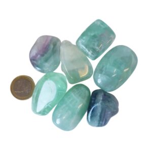 Fluoriet regenboog 250 gr. trommelstenen (mt3)