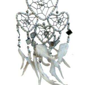 Dromenvanger hartje met spiegels - wit - 6 cm - Dreamcatcher