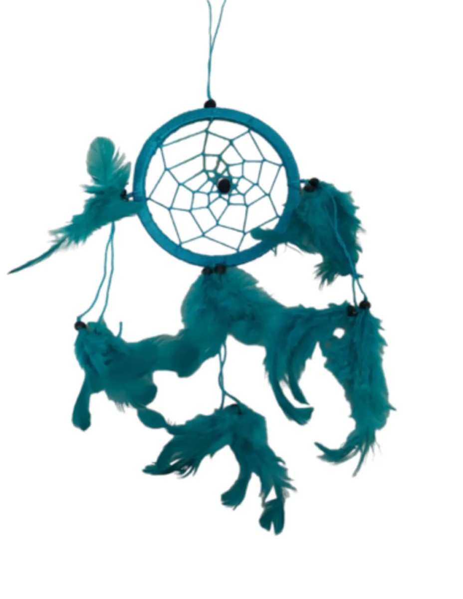 Dromenvanger - 11cm - Turkoois - alleen veren - Dreamcatcher