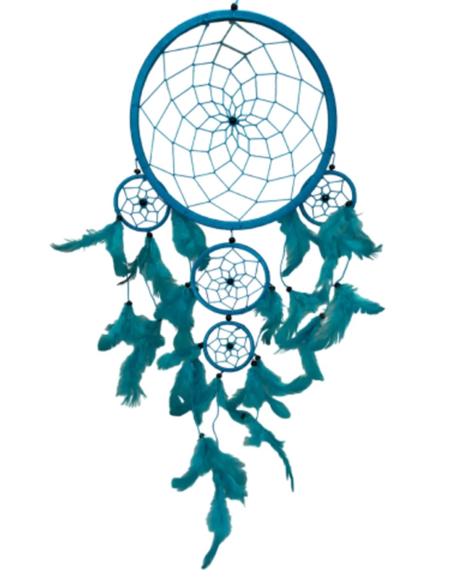 Dromenvanger - 22 cm - turquoise - alleen veren - Dreamcatcher