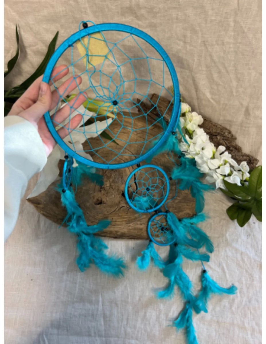 Dromenvanger - 22 cm - turquoise - alleen veren - Dreamcatcher - Afbeelding 2